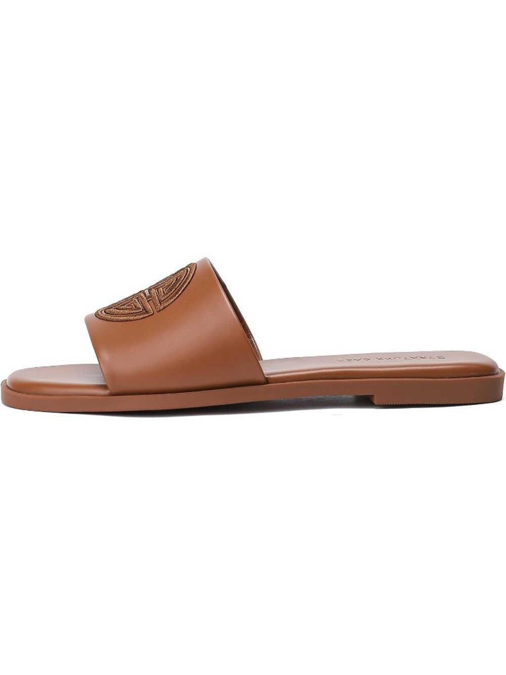Women's Brown Soft Faux Leather Slides Flat With Memory Foam Comfortable Shoes - Picture 5 of 5